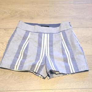 Express High Waist Gray and White Striped Shorts S